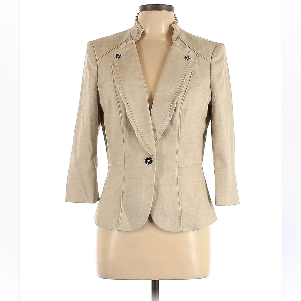 White House Black Market Elegant Beige Peplum Blazer sz 2/S
